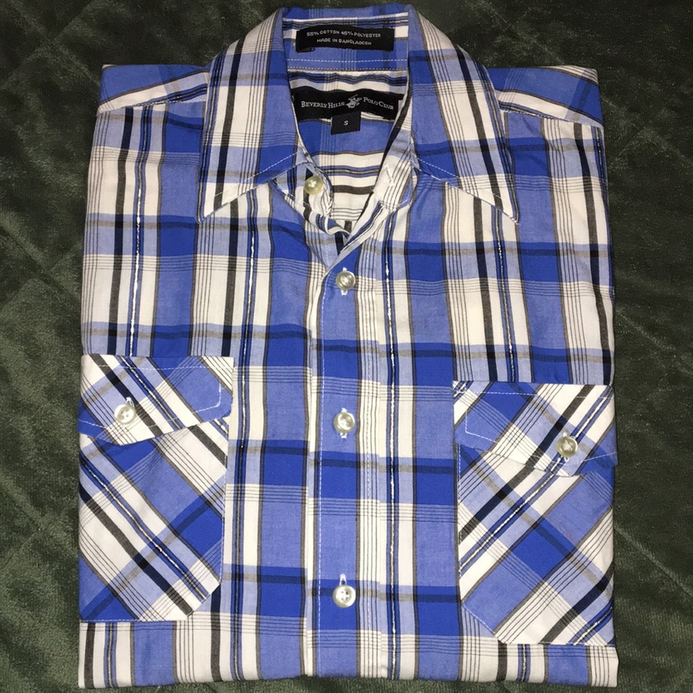 PLAID SHORT SLEVE BUTTON DOWN S